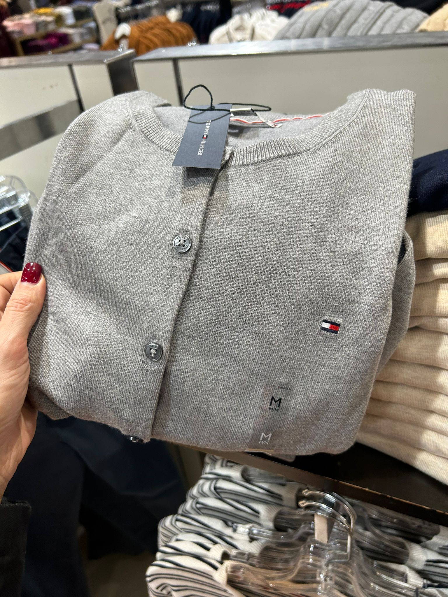 WOMENS' Tommy Hilfiger Lightweight Cotton Cardigan Light Grey Heather