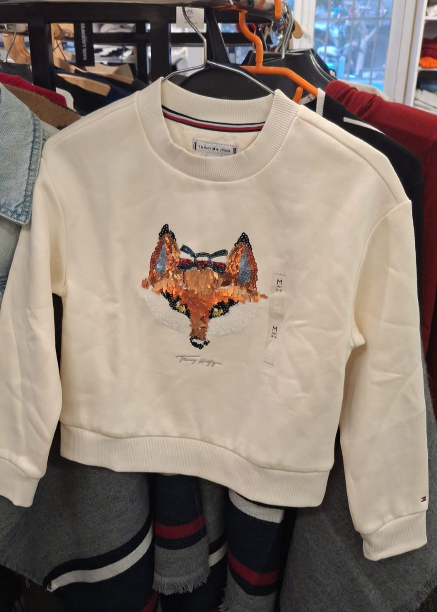 Tommy Hilfiger girl White Heather Embellished Regular Fit Sweatshirt