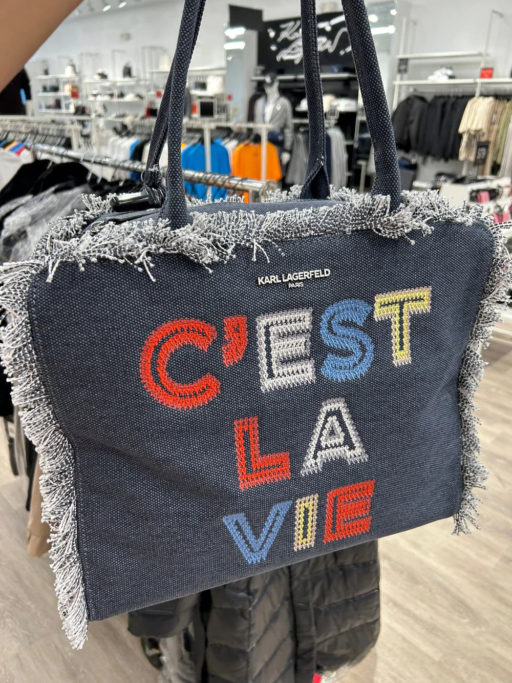 WOMENS' Karl Lagerfeld Paris Margot Faux Pearl Denim Tote