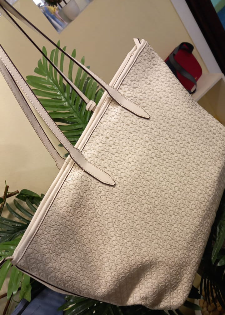 Womens' calvin klein Monogram Logo Pebble Medium Tote Bag
