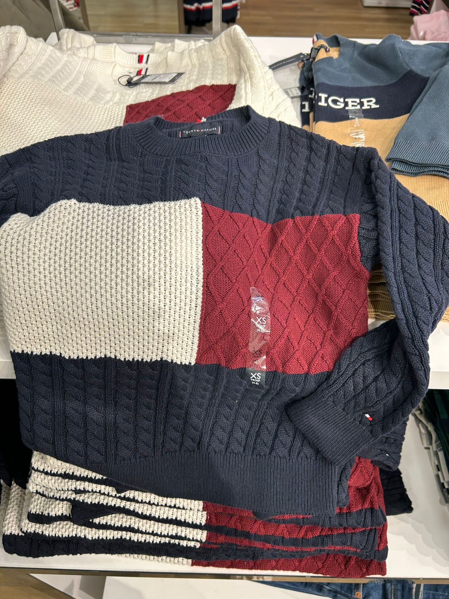 Boys Tommy Flag Logo Cable Knit Sweater