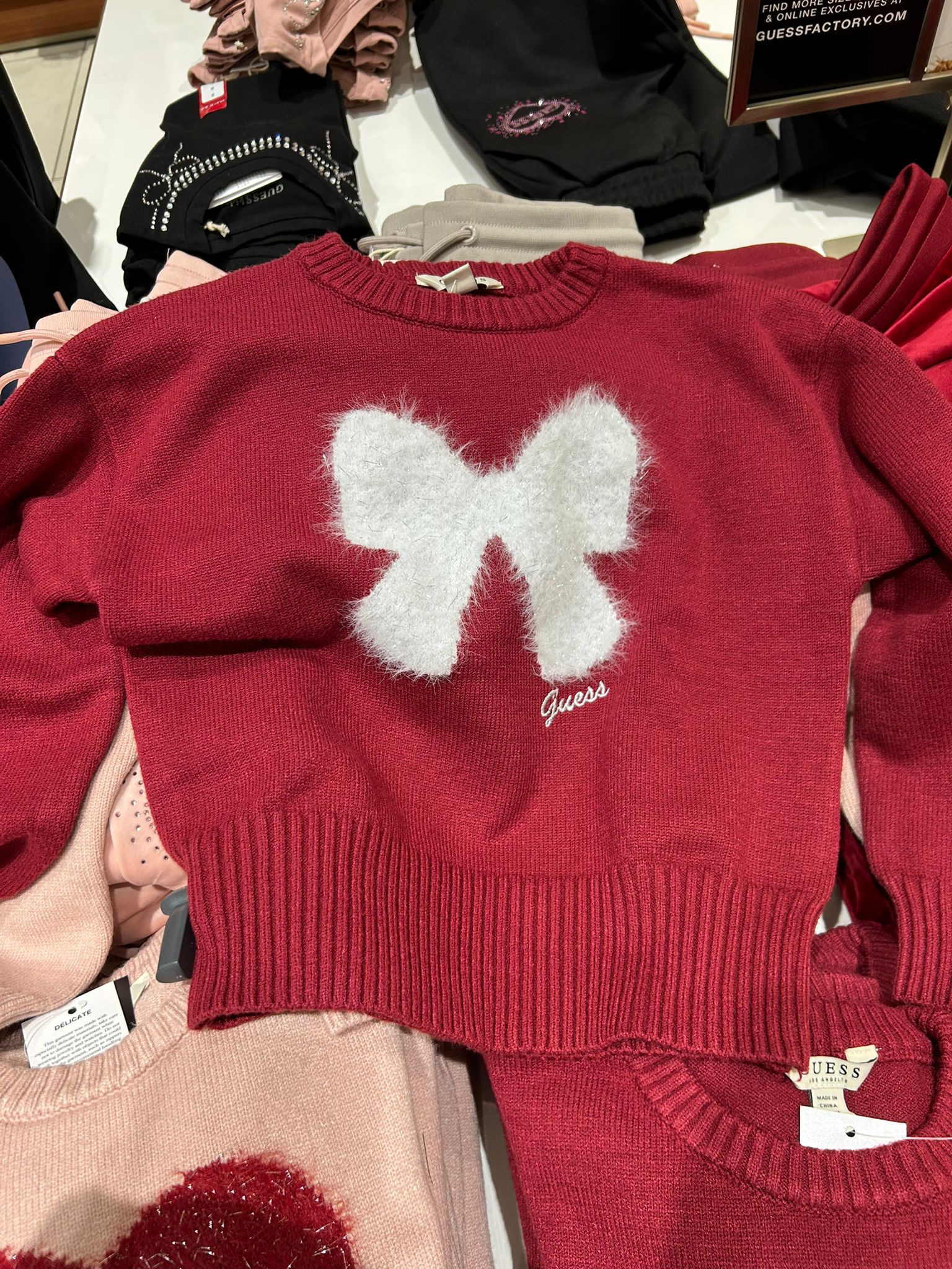 Guess Girls Stella Heart Sweater (7-14) RED