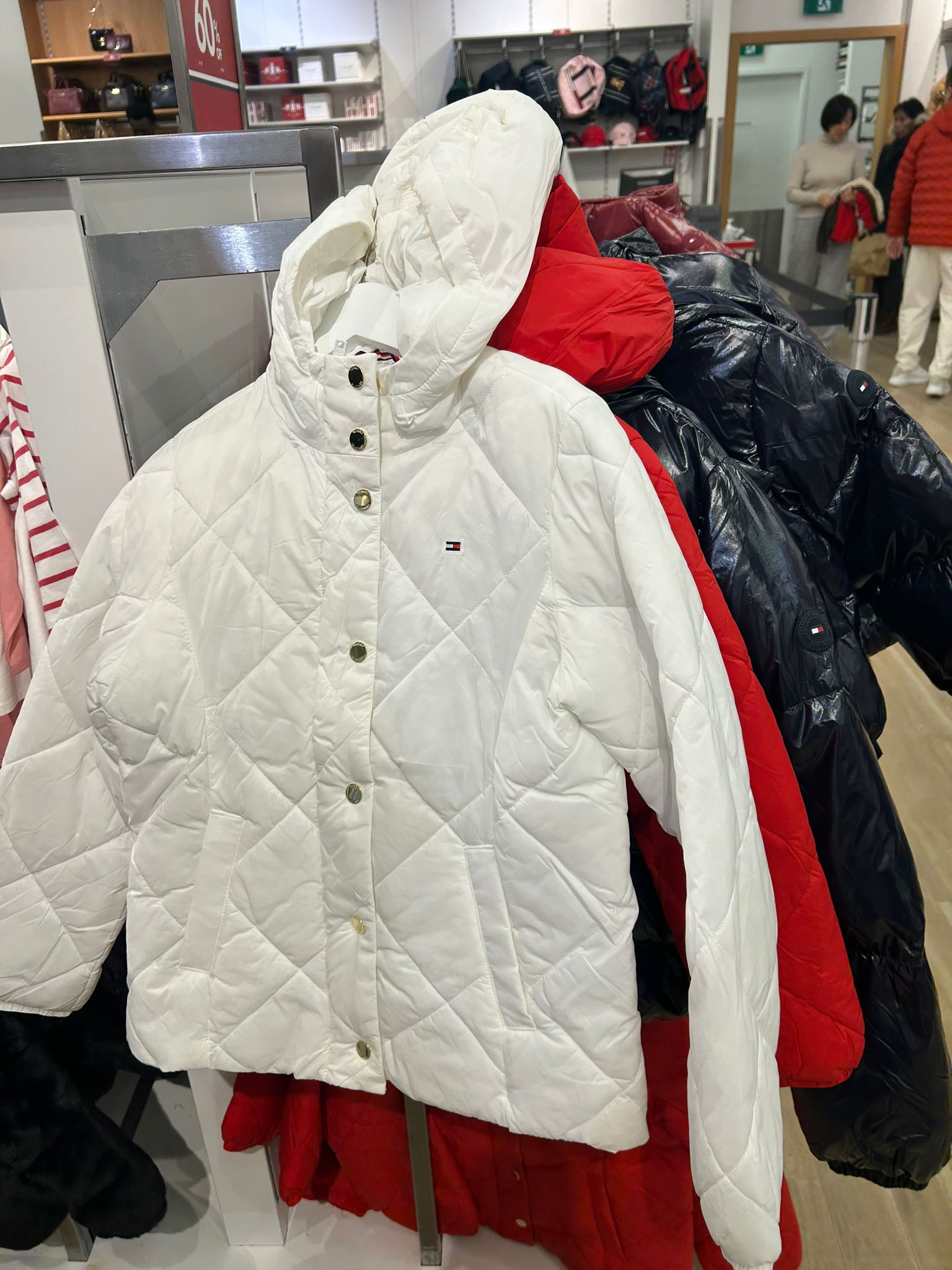 TOMMY Girls Quilted Hooded Puffer Jacket Ecru