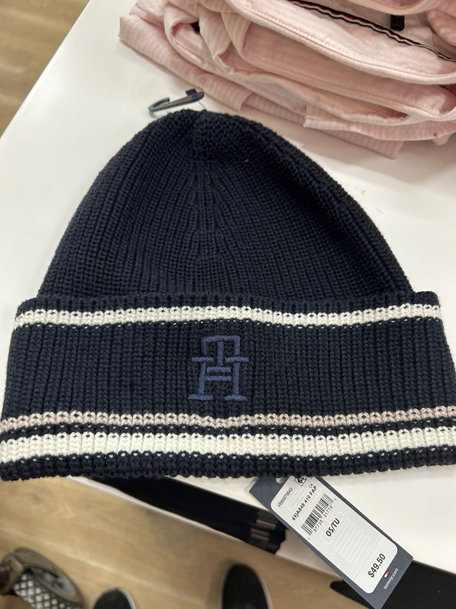 TOMMY HILFIGER TH Monogram Stripe Cuff Beanie
