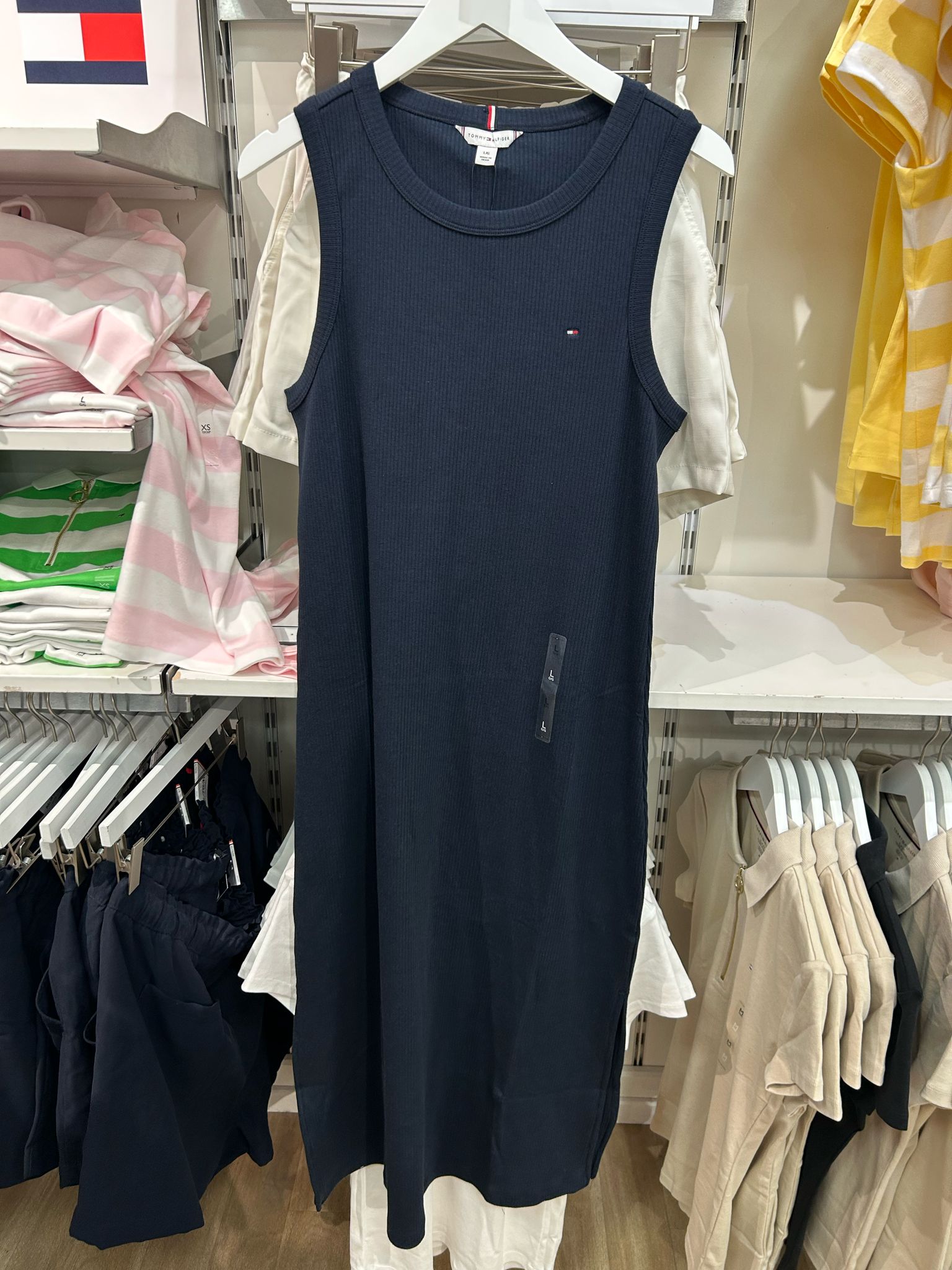 Womens' Tommy Sleeveless Ribbed Midi Dress