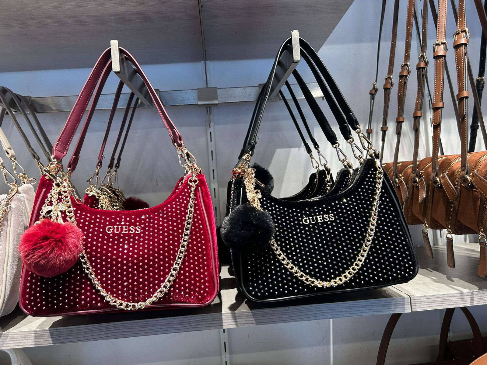 Women's Guess Holly Velvet Shoulder Bag Black