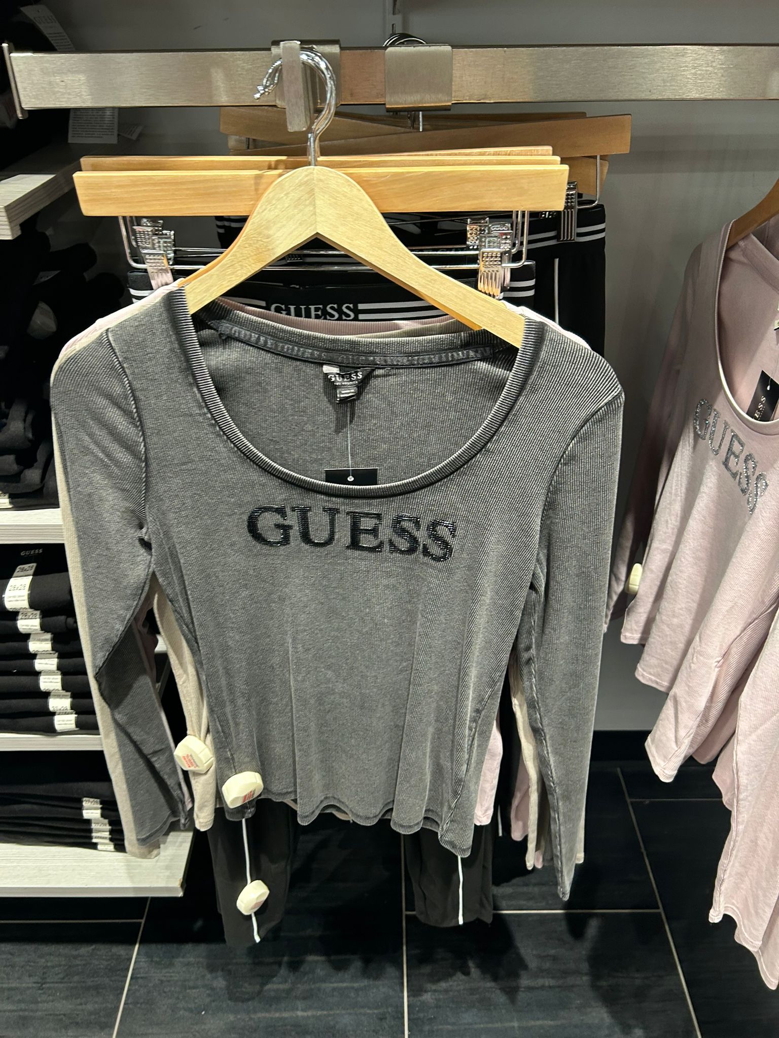 Guess Womens' Pepper Ribbed Logo Top Black