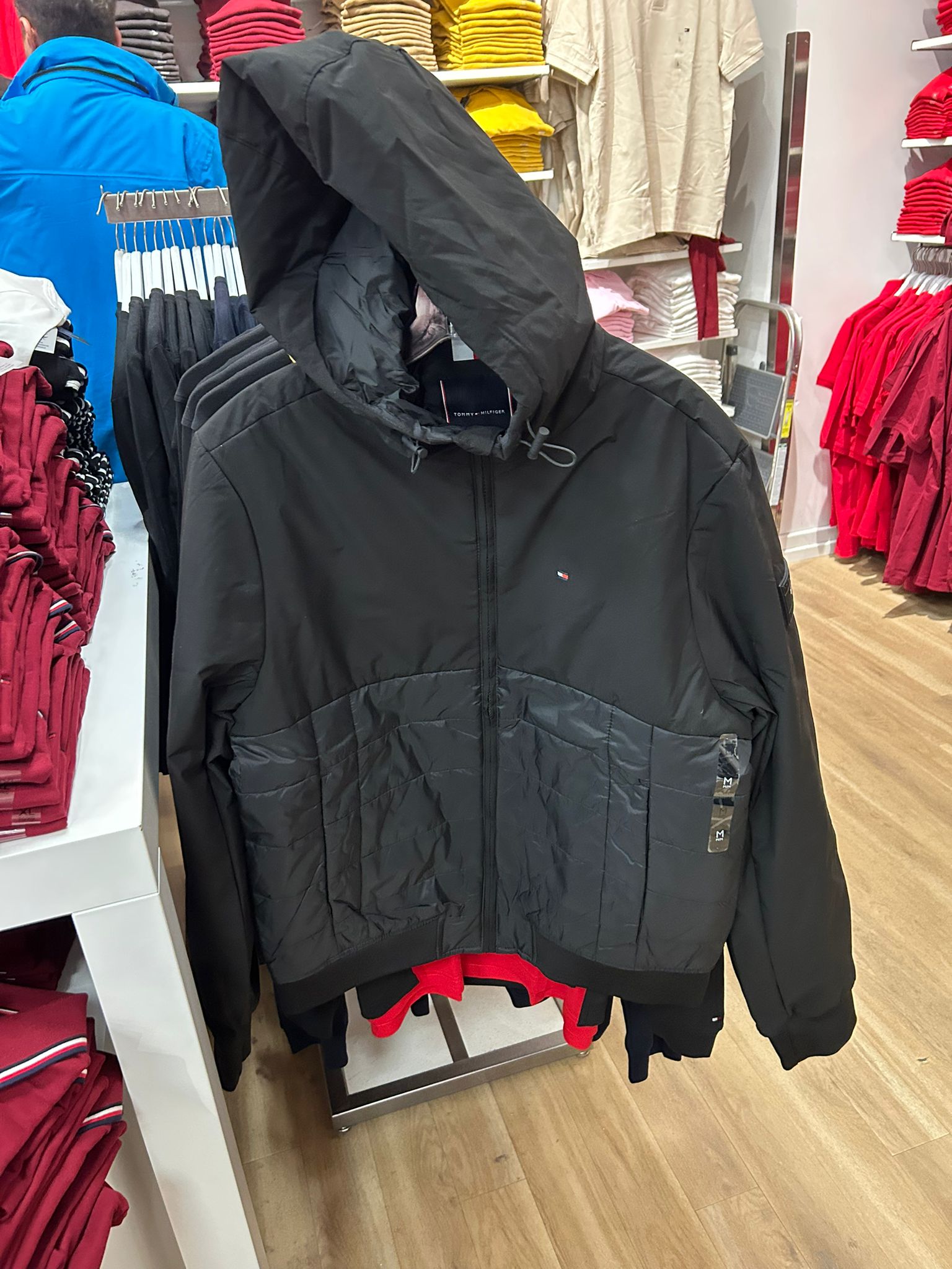Mens' Tommy Hilfiger Sustainable Water Resistant Hooded Padded Bomber Jacket