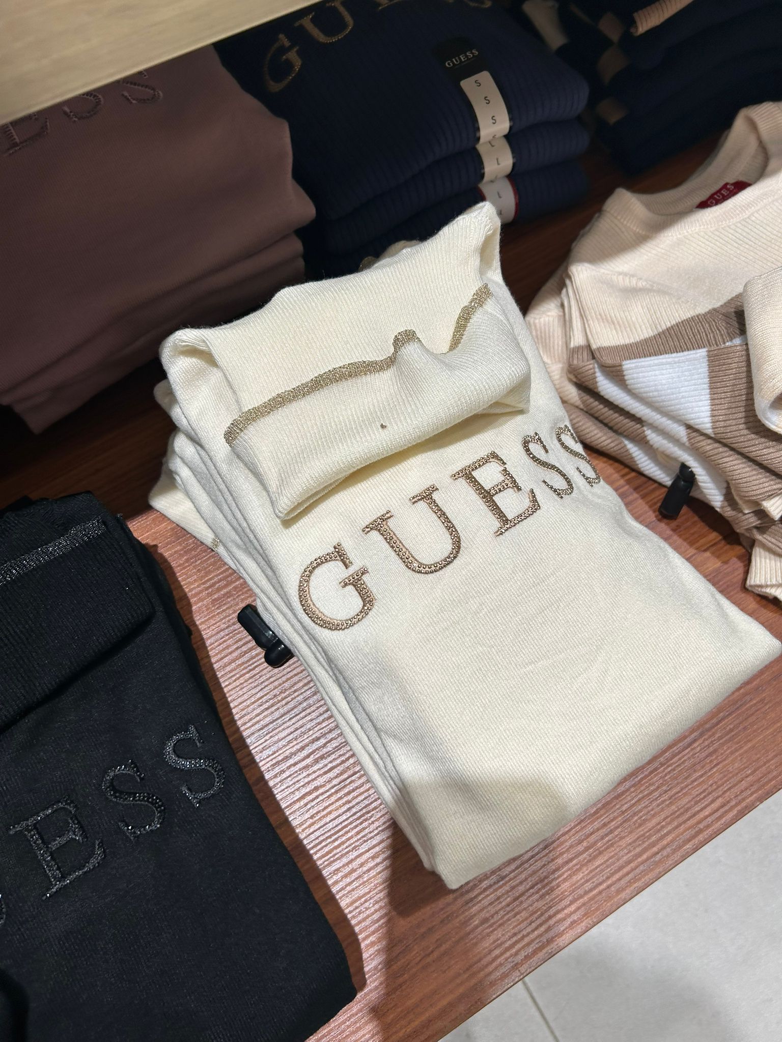Guess Womens' Maltina Logo Turtleneck Sweater White