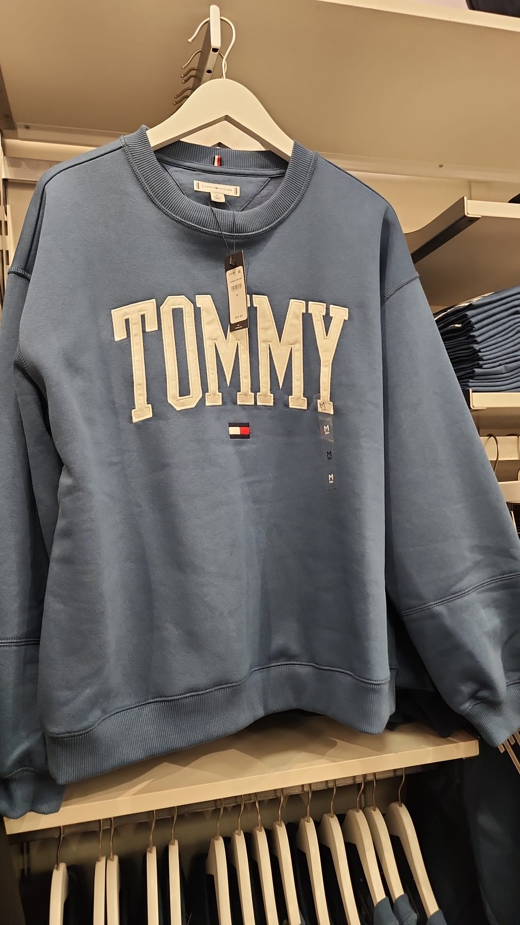 Tommy Womens' Varsity Tommy Logo Crewneck Sweatshirt/ Fossil Blue