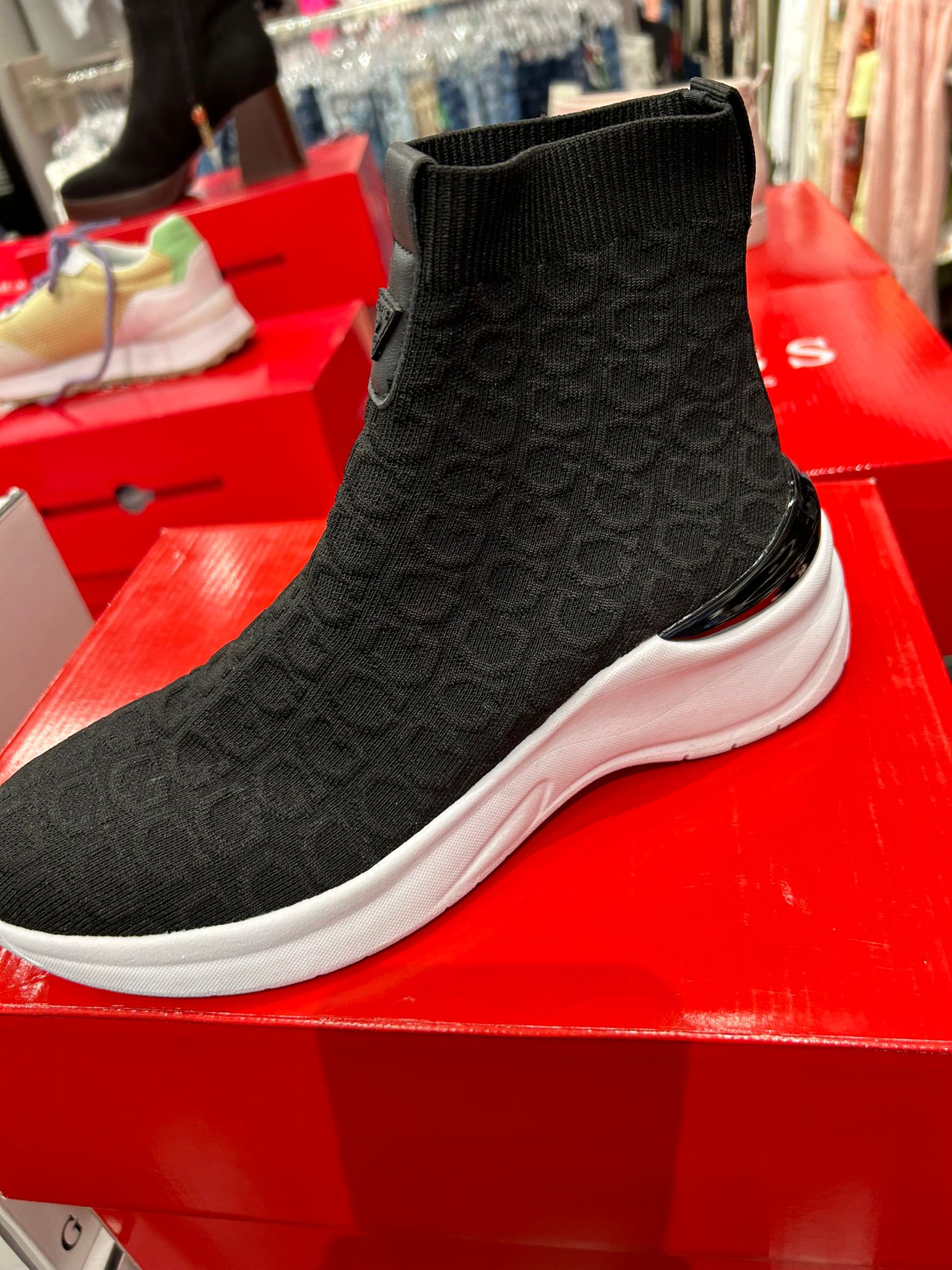 Womens' Guess Reason Knit Logo High-Top Sneakers