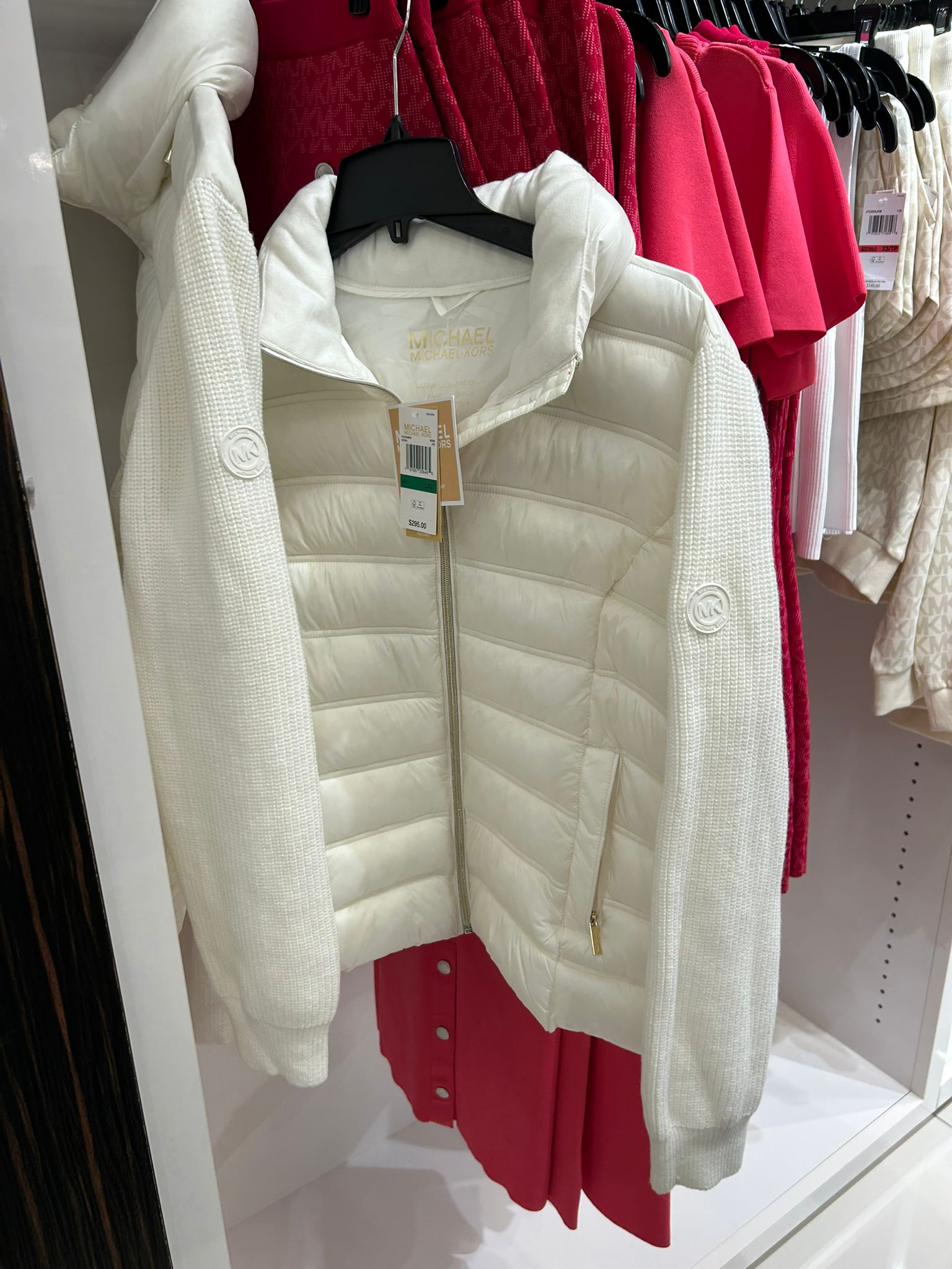 Michael Kors WOMENS' Quilted Nylon and Knit Jacket