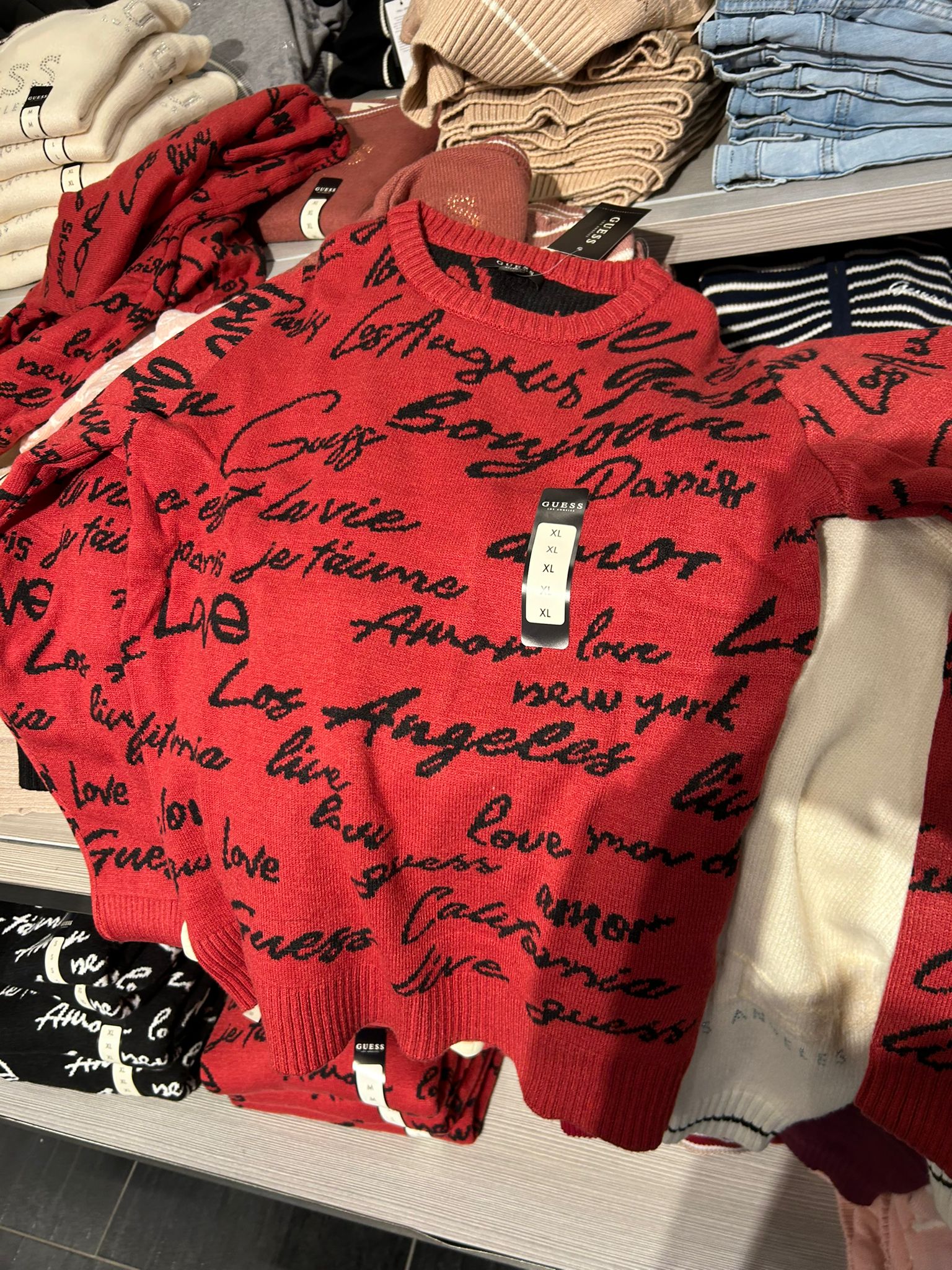 Guess Womens' Junie Logo Sweater RED