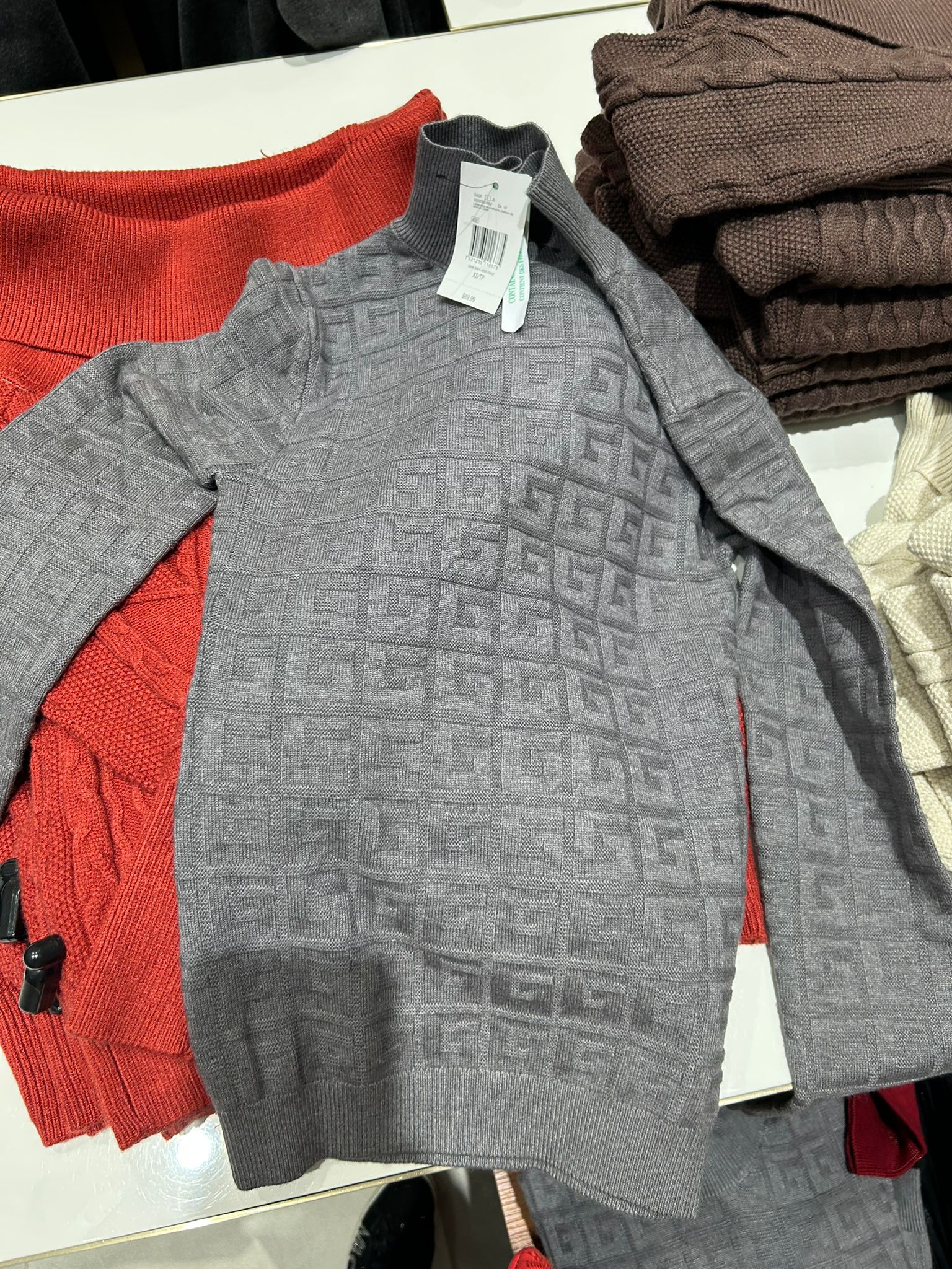 Guess Womens' Eco Liana Mock-Neck Sweater Gray
