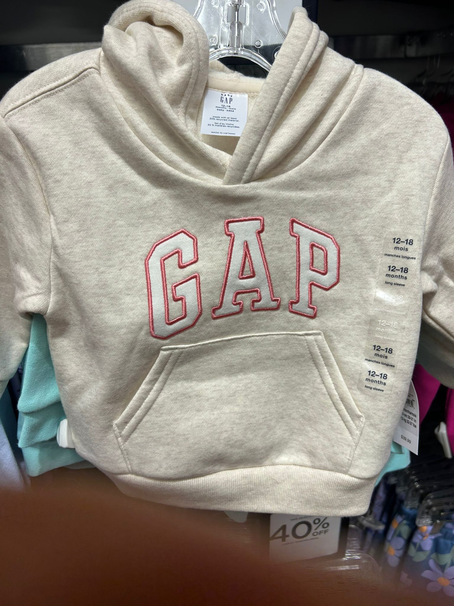 Gap BabyGirl × Disney Relaxed Logo Hoodie Cream And Beige