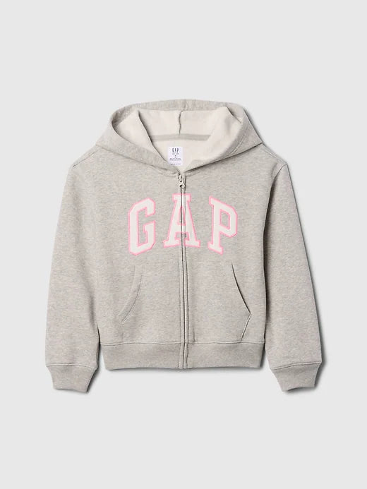 Girls Gap Purple Relaxed Gap Logo Zip Hoodie Gray And White Marl