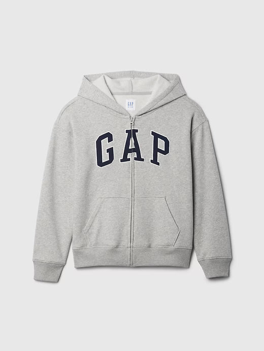 GapBoys Relaxed Gap Logo Zip Hoodie Gray And White Marl