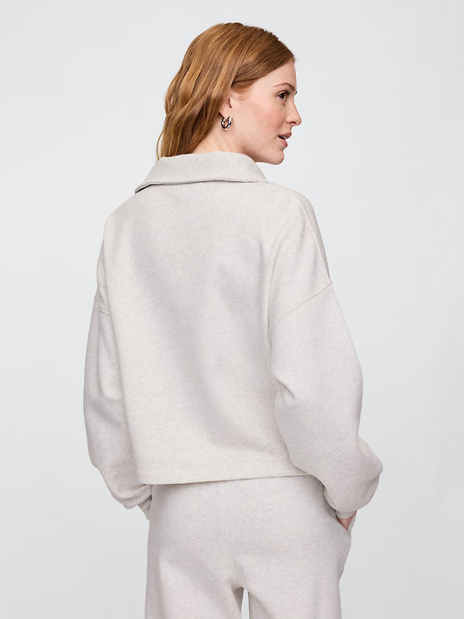 Womens' GAP Oversized Quarter-Zip Sweatshirt Pale Grey Heather