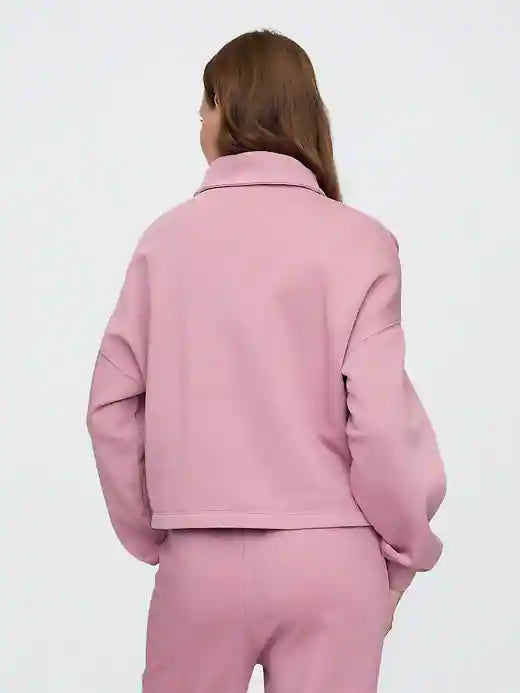 Womens' GAP Oversized Quarter-Zip Sweatshirt Wispy Purple Mauve