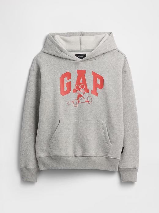 GapKids × Disney Mickey Mouse Relaxed Logo Hoodie Disney Family Grey