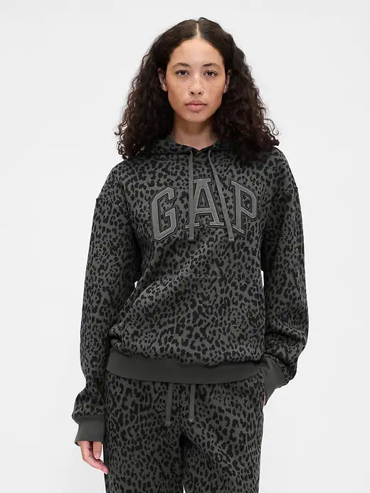 Womens' Gap Logo Hoodie Charcoal Leopard