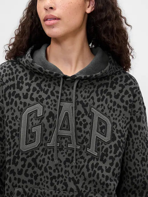 Womens' Gap Logo Hoodie Charcoal Leopard