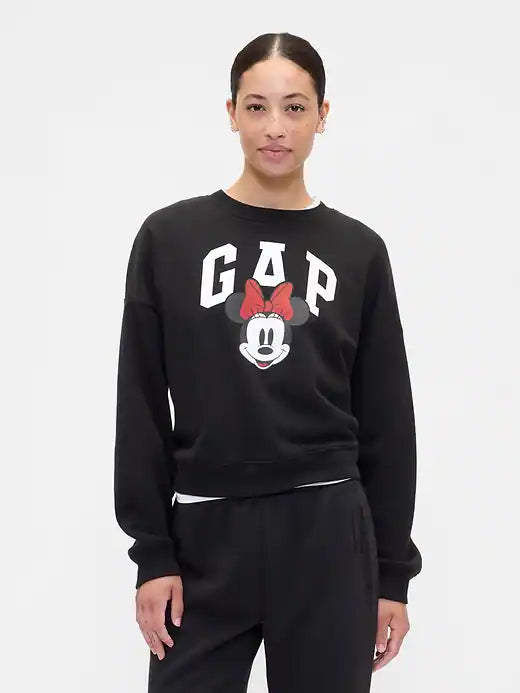 Womens' Gap × Disney Minnie Mouse Oversized Logo Sweatshirt Disney Family Black