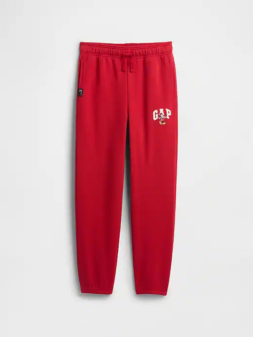 GapKids × Disney Mickey Mouse Relaxed Logo Joggers Disney Family Red Santa