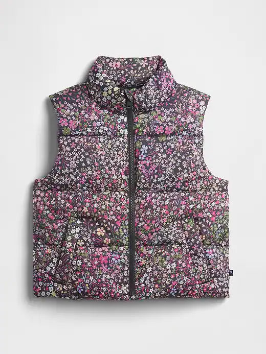 Girls Gap ColdControl Relaxed Puffer Vest Multi Floral