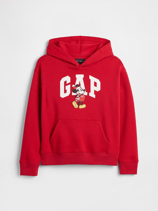 GapKids × Disney Mickey Mouse Relaxed Logo Hoodie Disney Family Red Santa