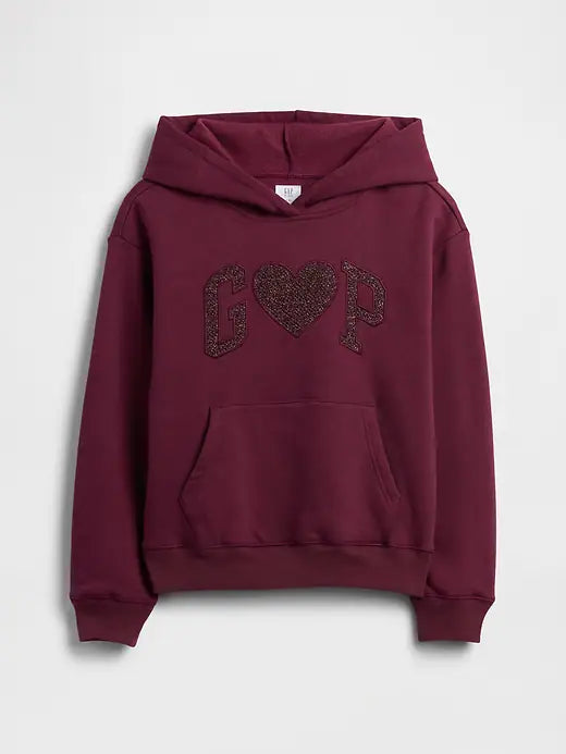Girls Gap Purple Relaxed Gap Logo Zip Hoodie Burgundy Lurex