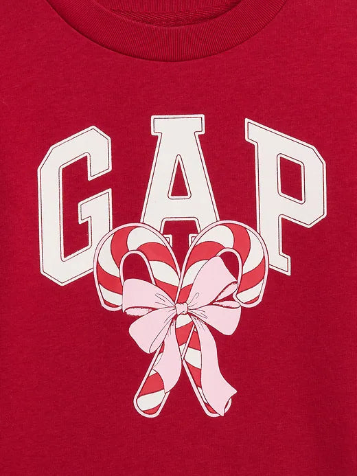 Girls Gap Graphic Sweatshirt Candy Cane