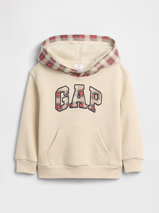 BabyBOY Gap Relaxed Logo Hoodie Tartan Plaid