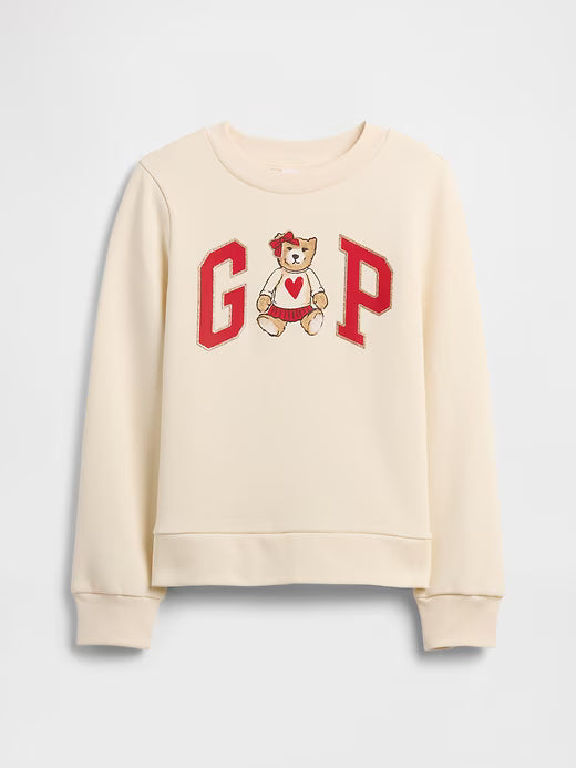 Girls Gap Graphic Sweatshirt Ivory Cream Frost