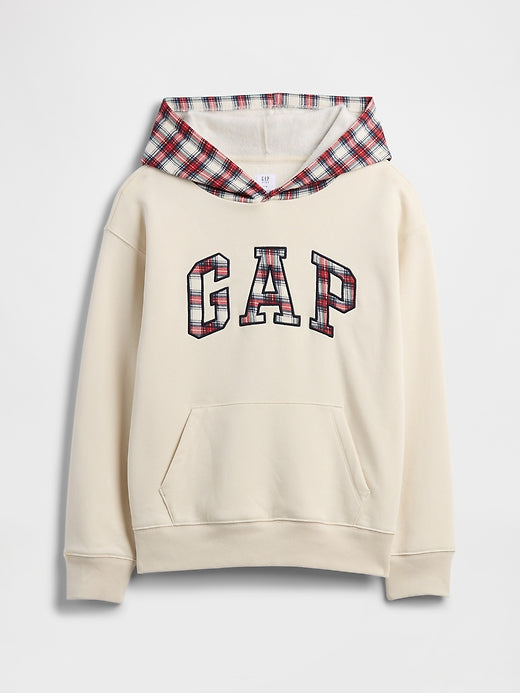 GapBoys Relaxed Gap Logo Hoodie Tartan Plaid