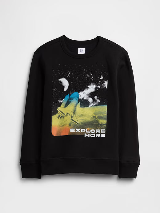 Boys Gap Crewneck Graphic Sweatshirt Black