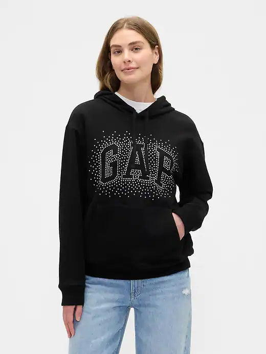 Womens' Relaxed Gap Logo Hoodie Black Shine