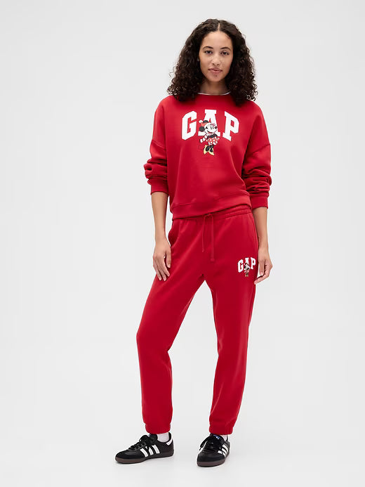 Womens' Gap × Disney Minnie Mouse Logo Joggers Disney Family RED