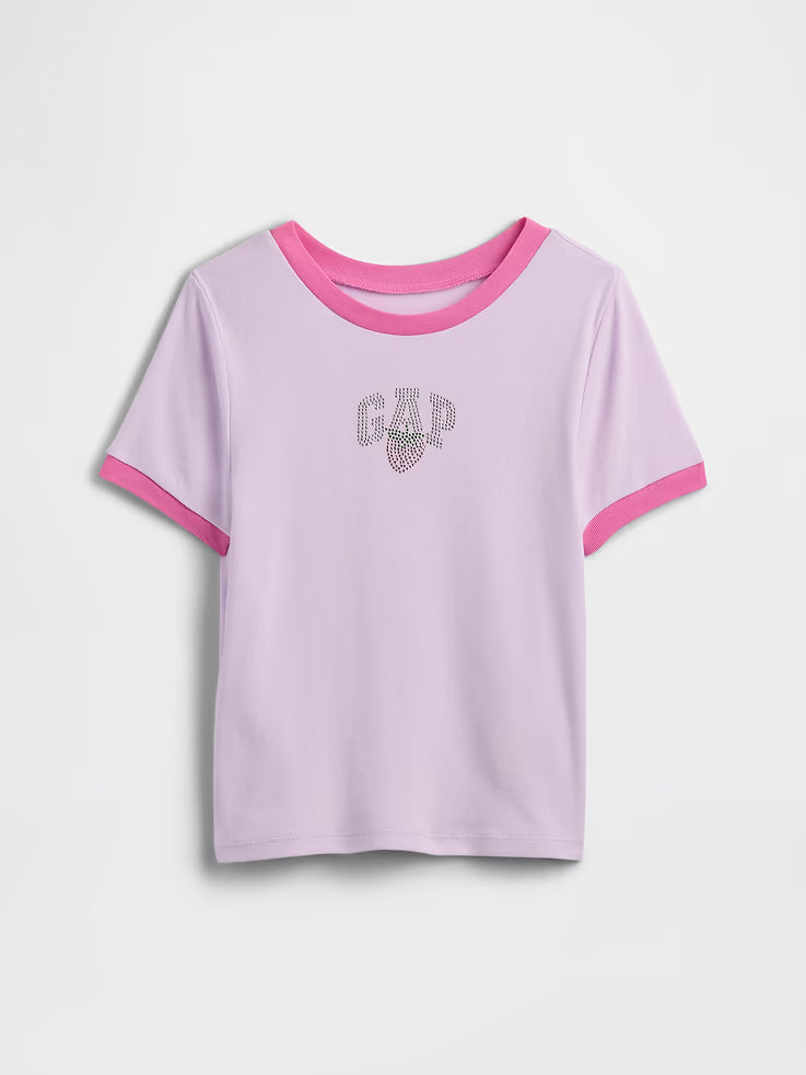 GapKids Girls' Ringer Graphic T-Shirt-Pale Lilac Purple