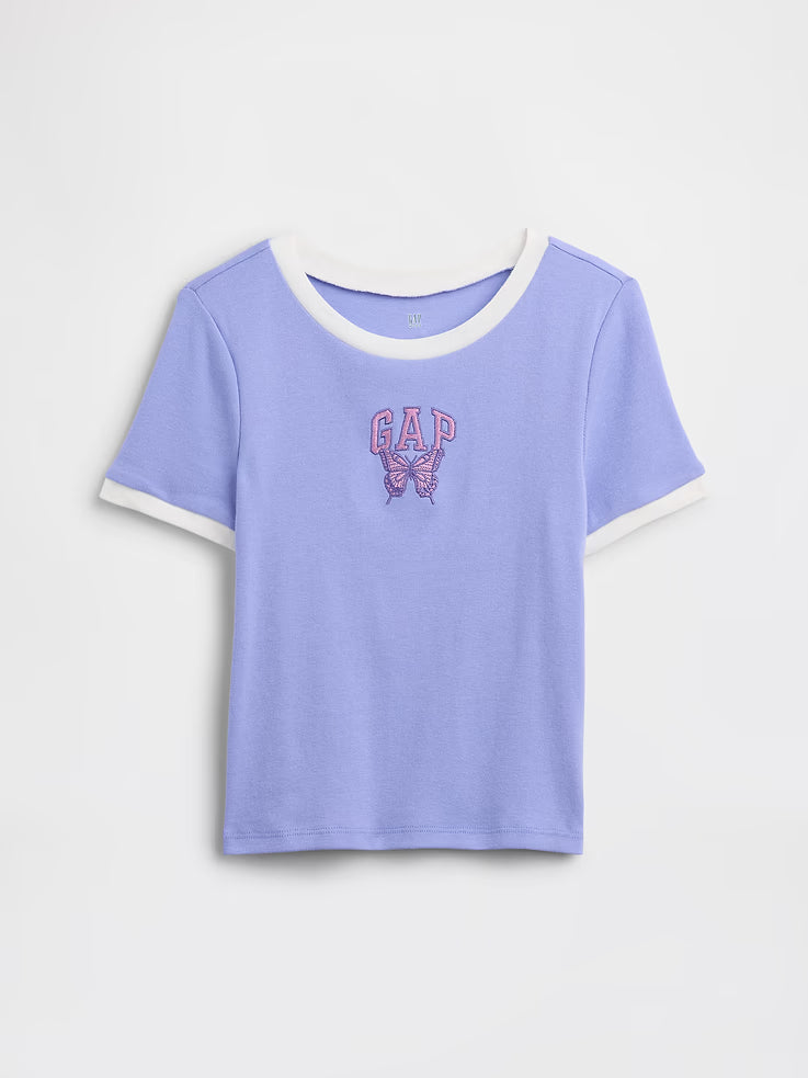 GapKids Girls' Ringer Graphic T-Shirt-Pale Periwinkle Purple