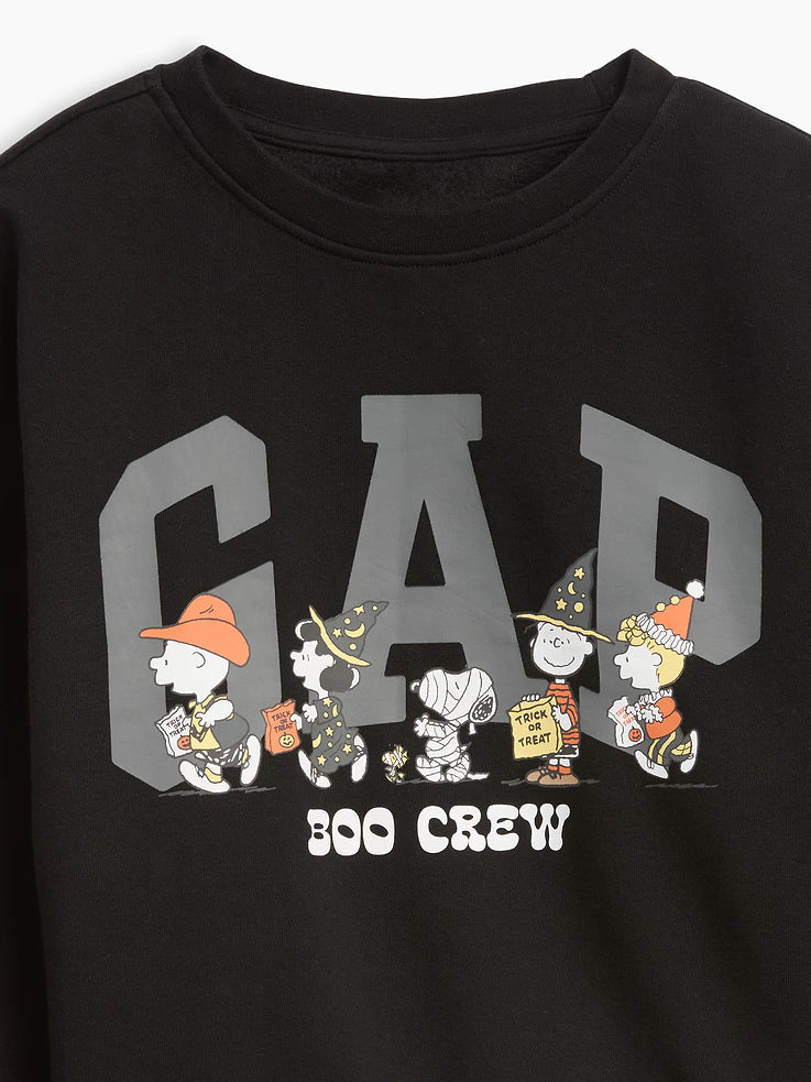 GapKids Peanuts Oversized Wedge T-shirt-Black Halloween
