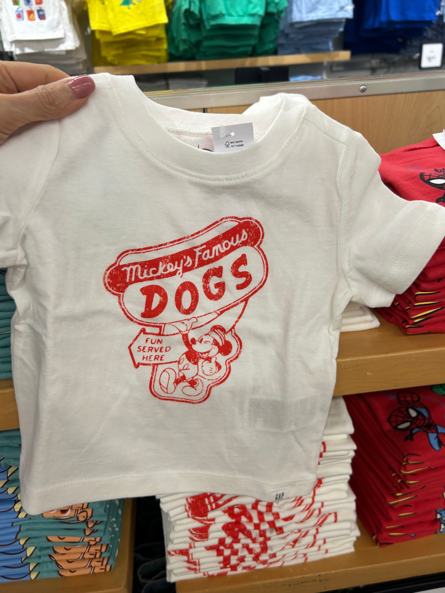 babyGap × Disney Mickey Mouse Graphic T-Shirt-New Off White Hotdogs