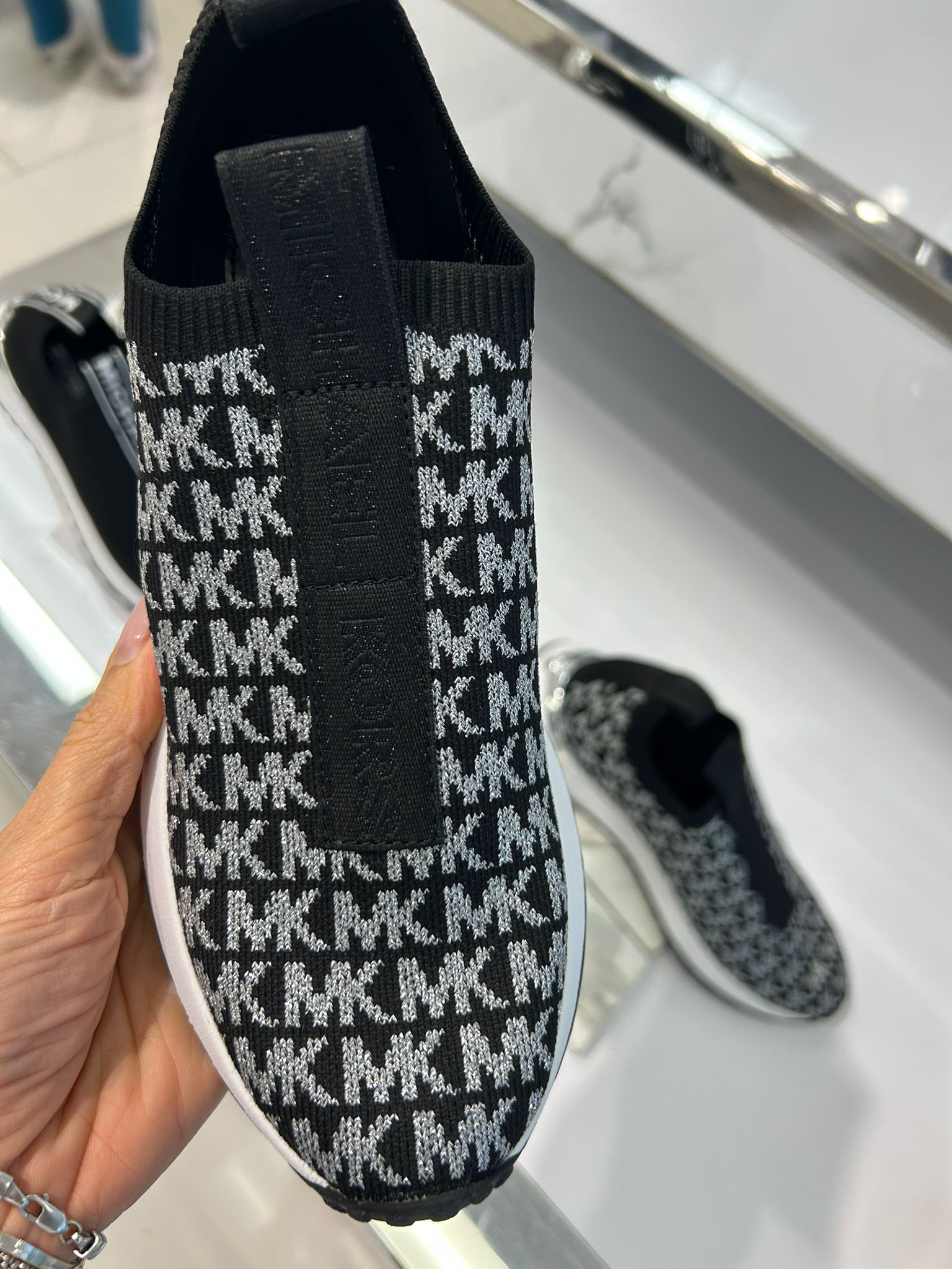 Michael Kors WOMENS' Bodie Knit Slip-On Sneaker BLACK