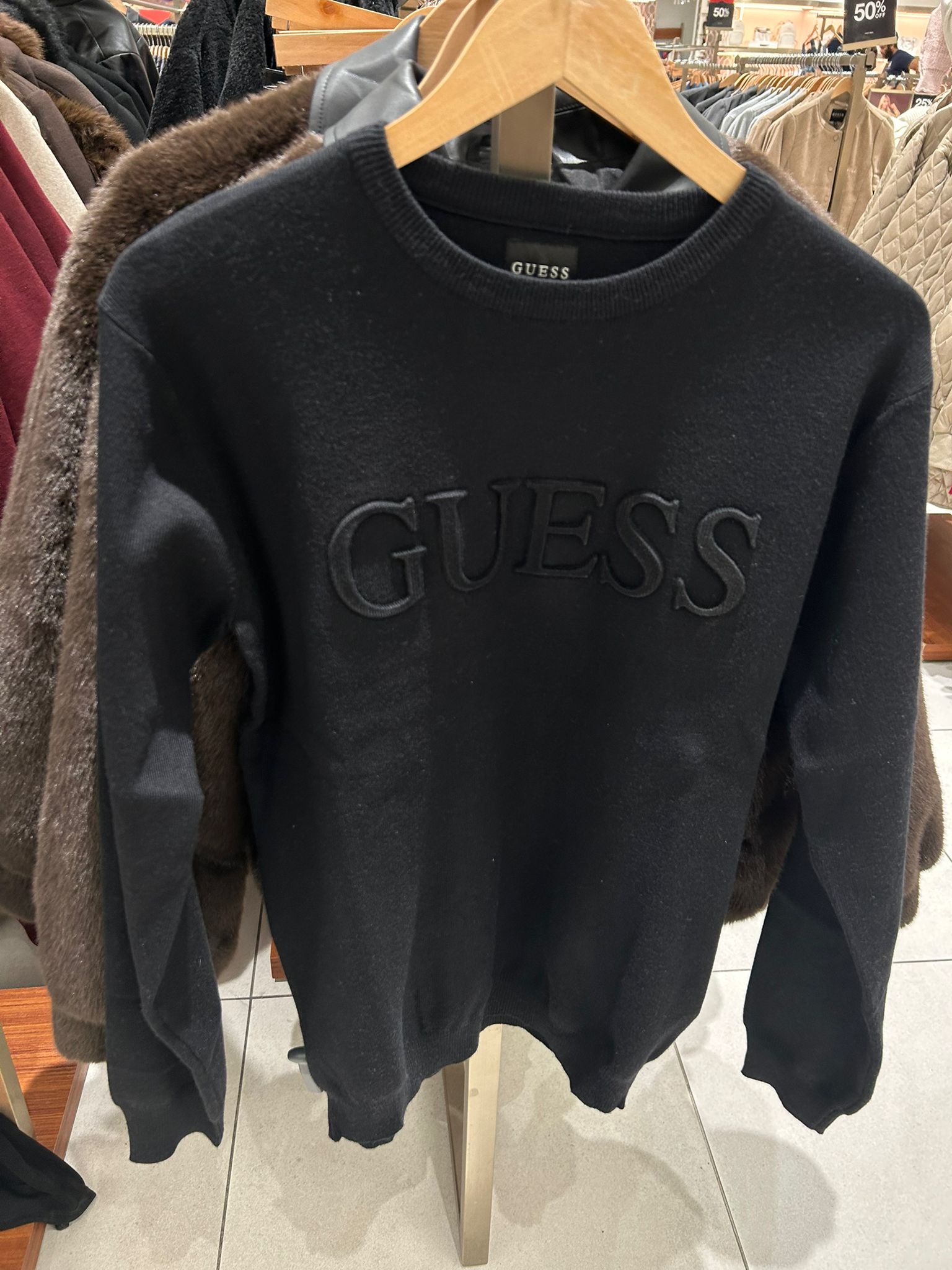 Guess MENS' Astero Logo Sweater Black