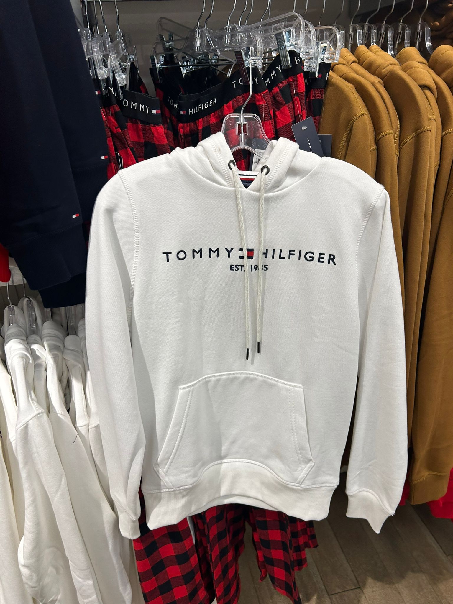 Tommy Mens' Embroidered Tommy Logo Hoodie Fresh White