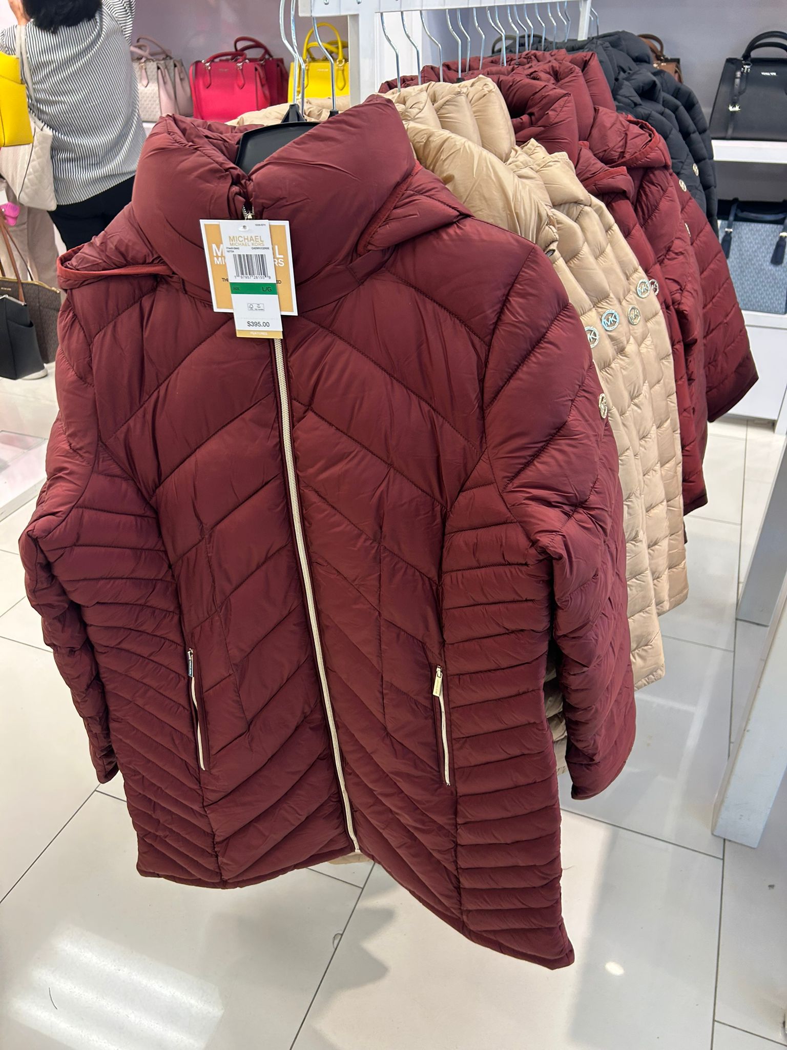 Michael Kors WOMENS' Packable Quilted Nylon Puffer Coat CHERRY