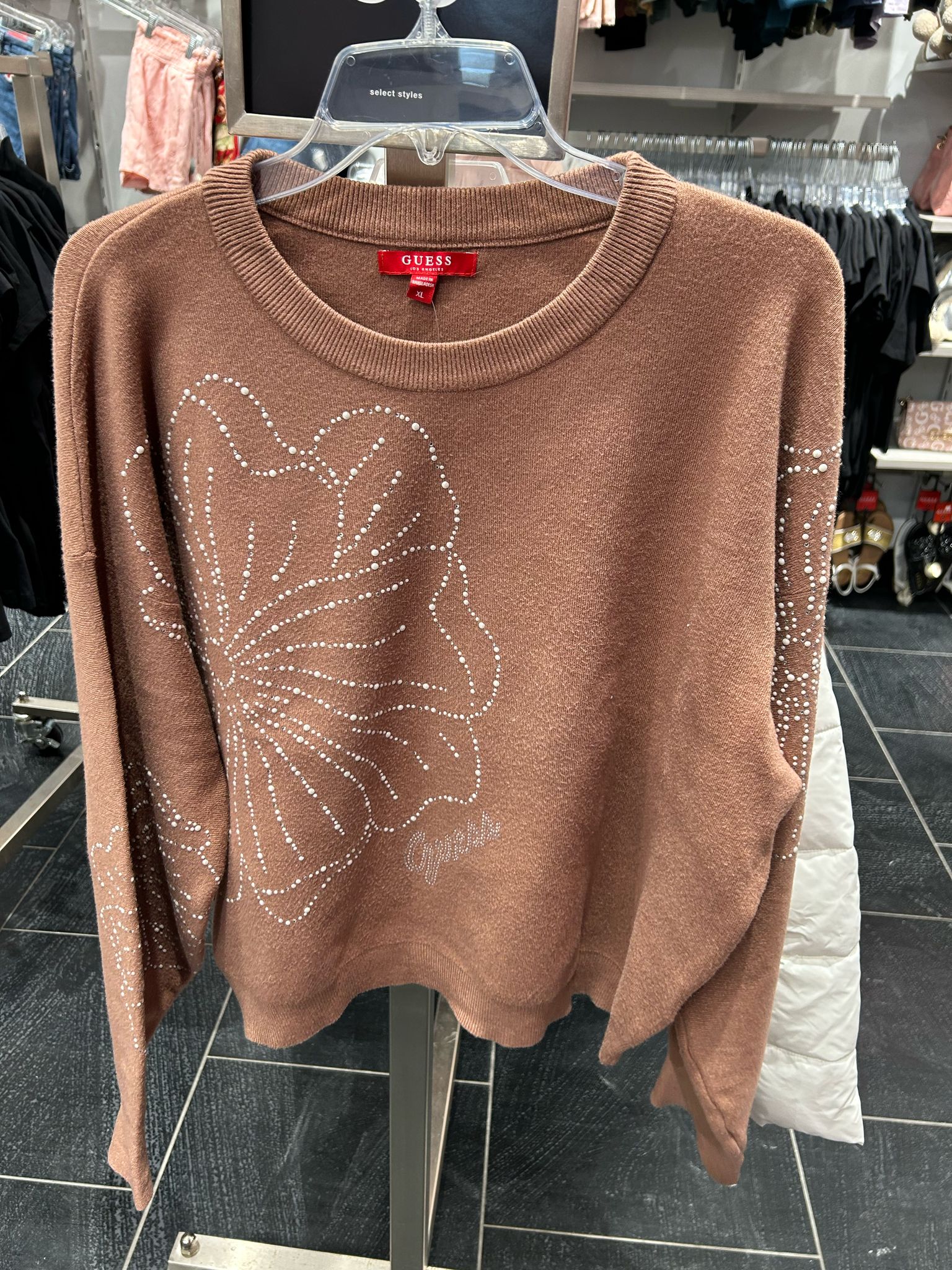 WOMEN GUESS Juliana Embellished Floral Sweater