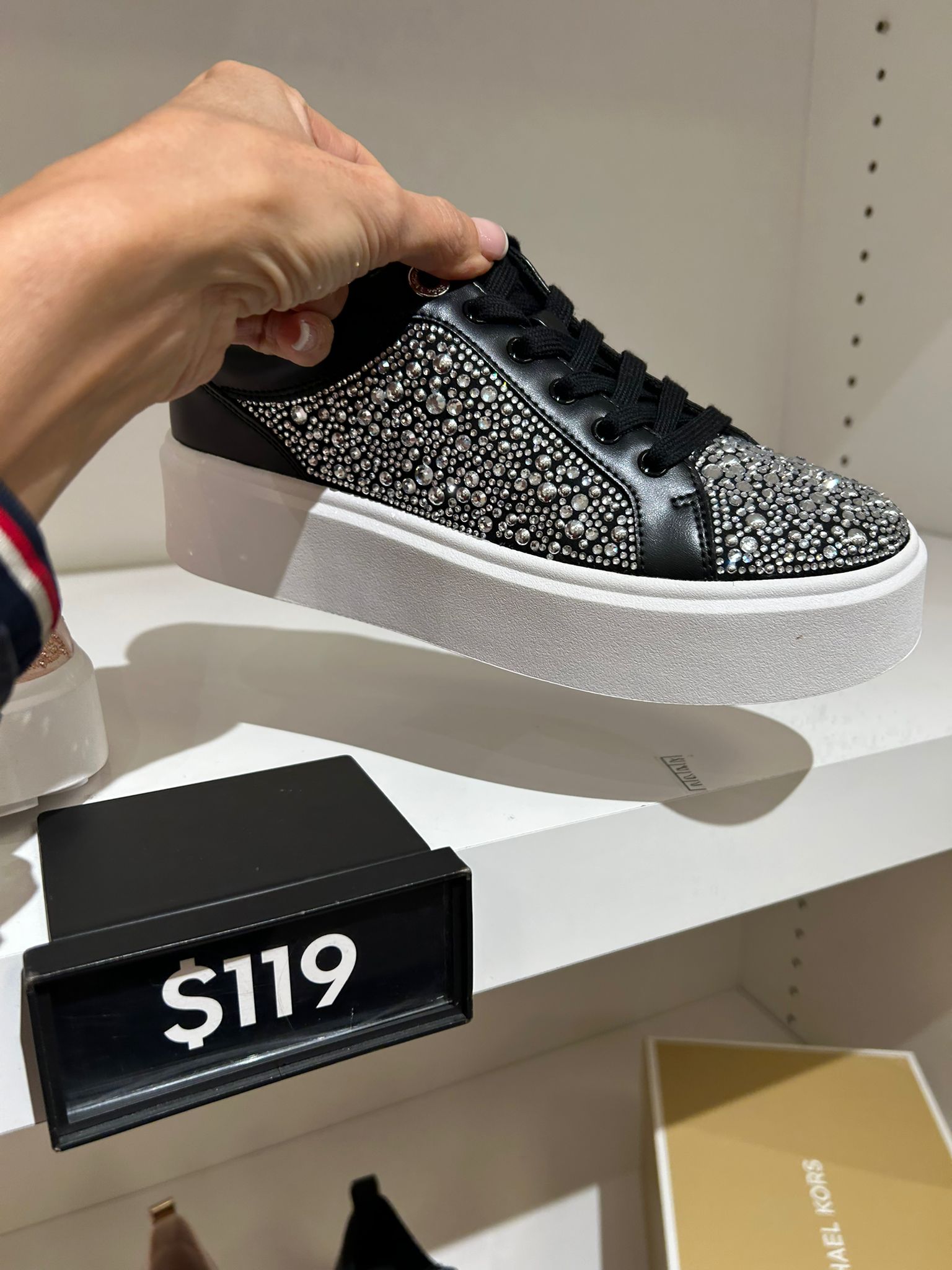 Michael Kors WOMENS' Romey Embellished Platform Sneaker BLACK