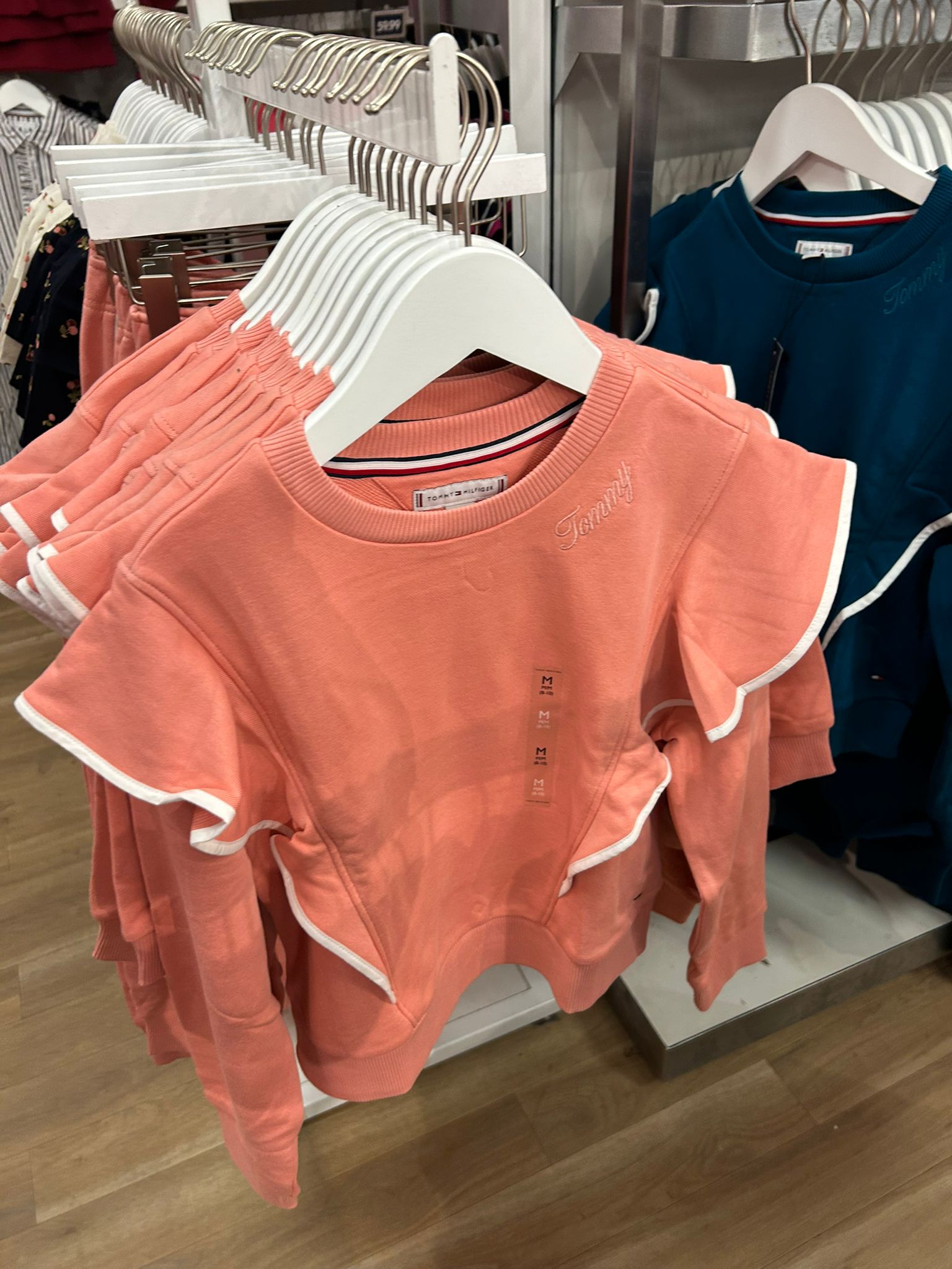 TOMMY Girls Ruffle Trim Fleece Sweatshirt Darling Pink