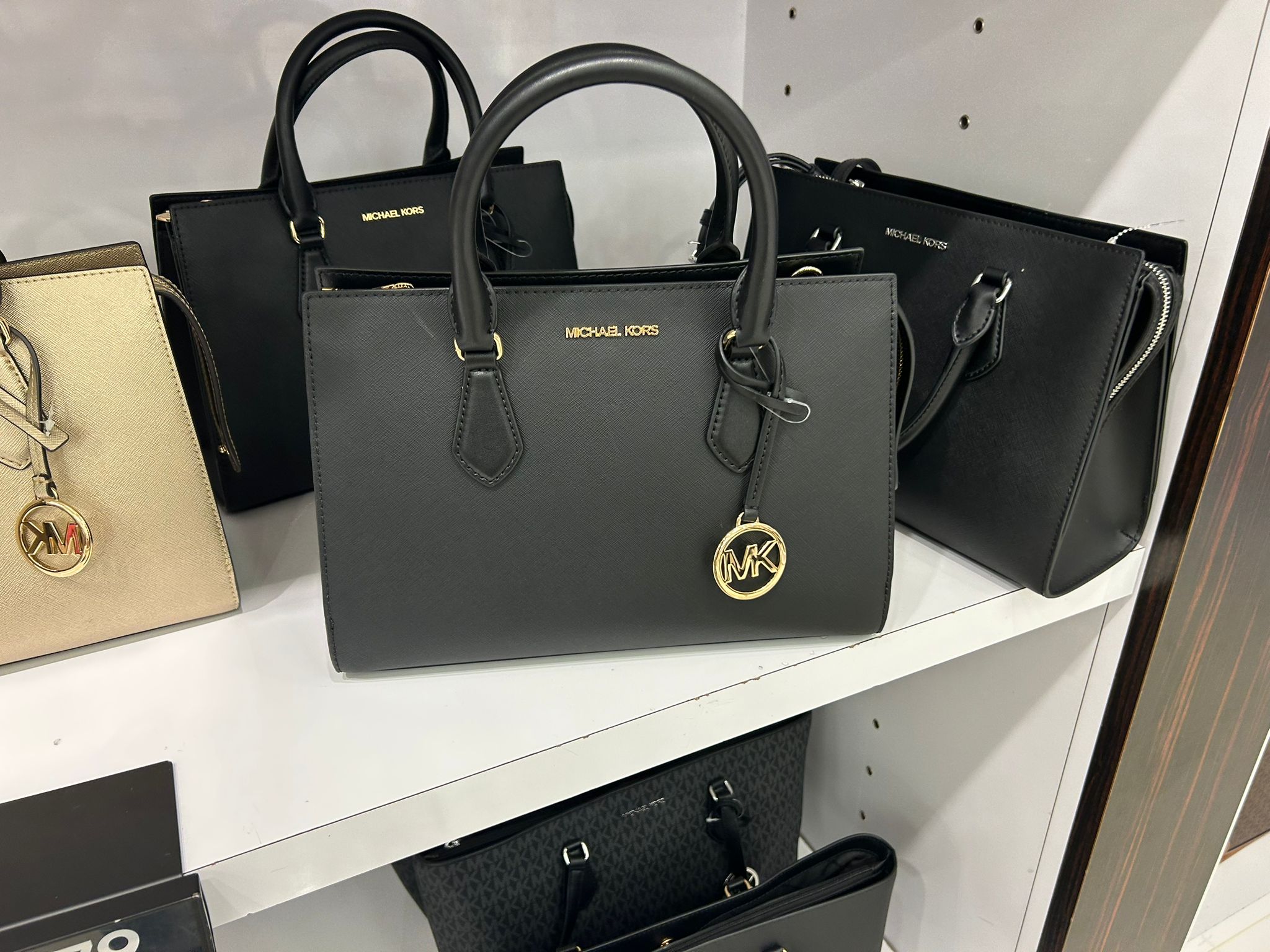 Michael Kors WOMENS' Sheila Medium Metallic Satchel PALE BLACK